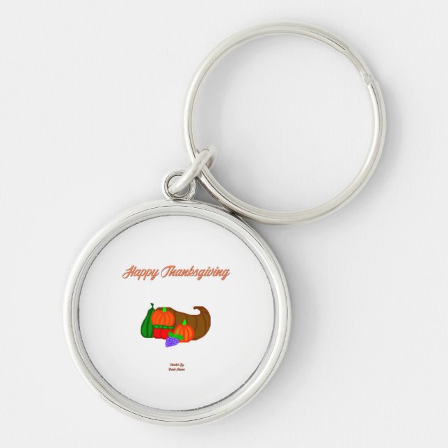 Thanksgiving Cornucopia Premium Round Key Chain (Front)