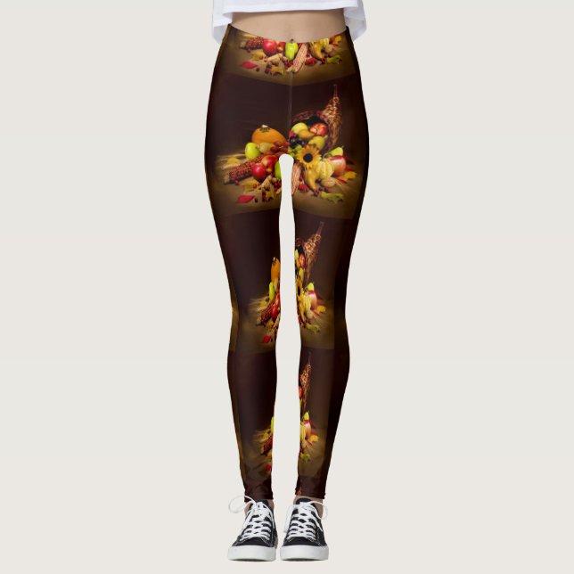 Thanksgiving Cornucopia Print Leggings (Front)