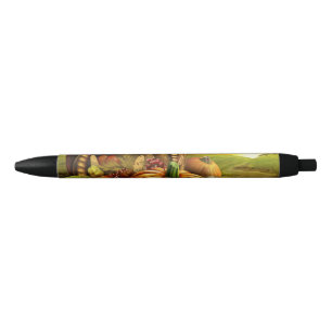 Thanksgiving cornucopia pumpkin field black ink pen
