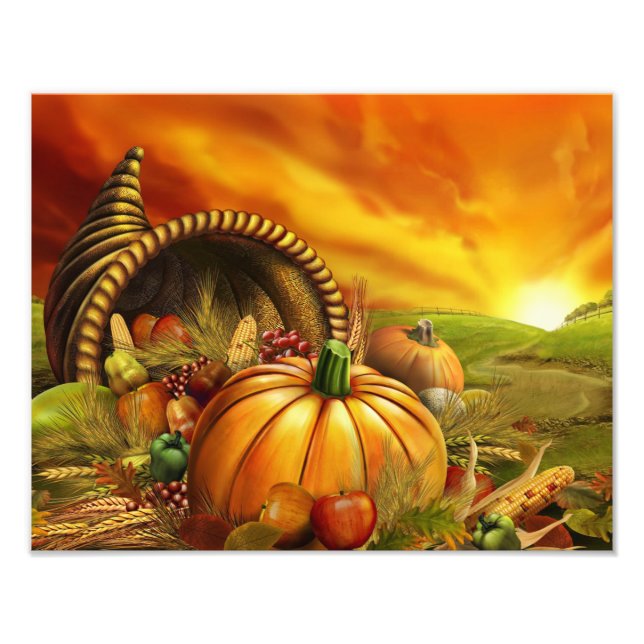 Thanksgiving cornucopia pumpkin field photo print (Front)
