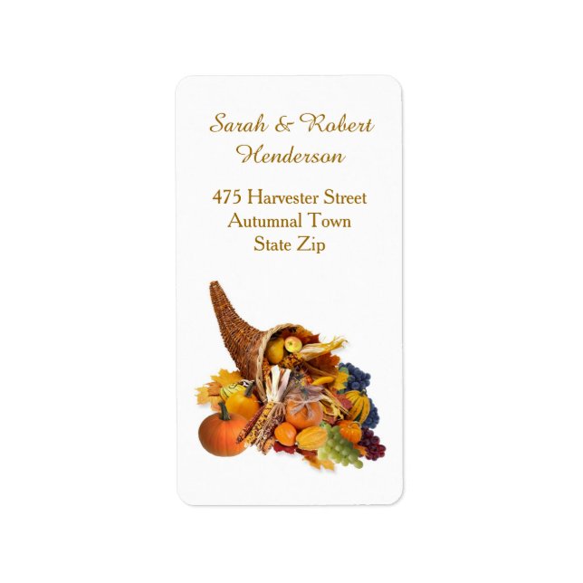 Thanksgiving, Cornucopia return Label (Front)