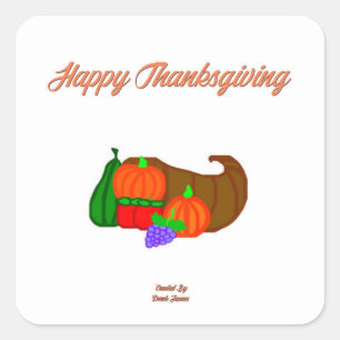 Thanksgiving Cornucopia Square Sticker