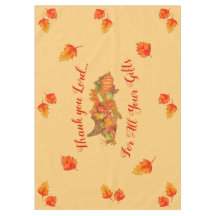 Thanksgiving Cornucopia“Thank you Lord”Tablecloth