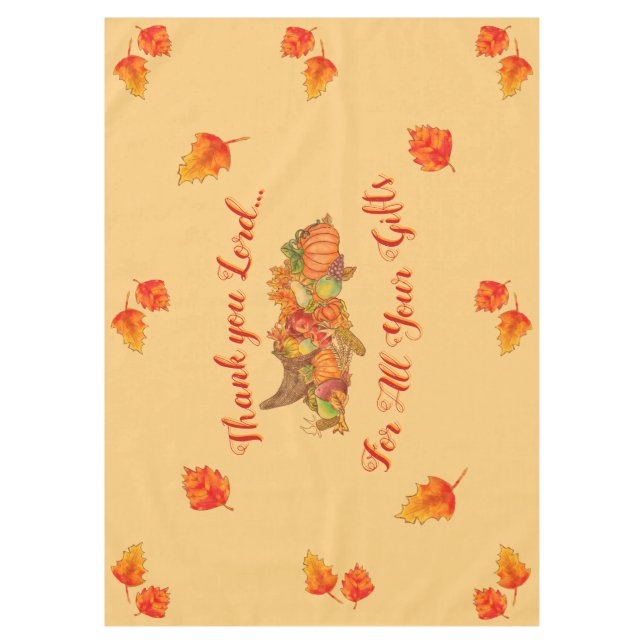 Thanksgiving Cornucopia“Thank you Lord”Tablecloth Tablecloth (Front)