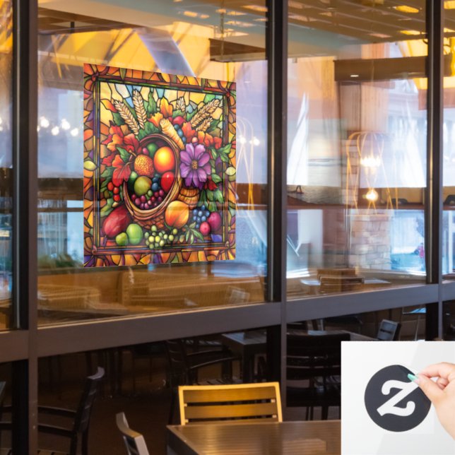 Thanksgiving Cornucopia Window Cling (Restaurant Window)