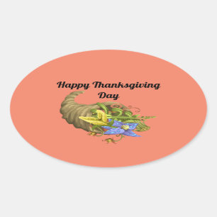 Thanksgiving Cornucopia With Flowers Sticker