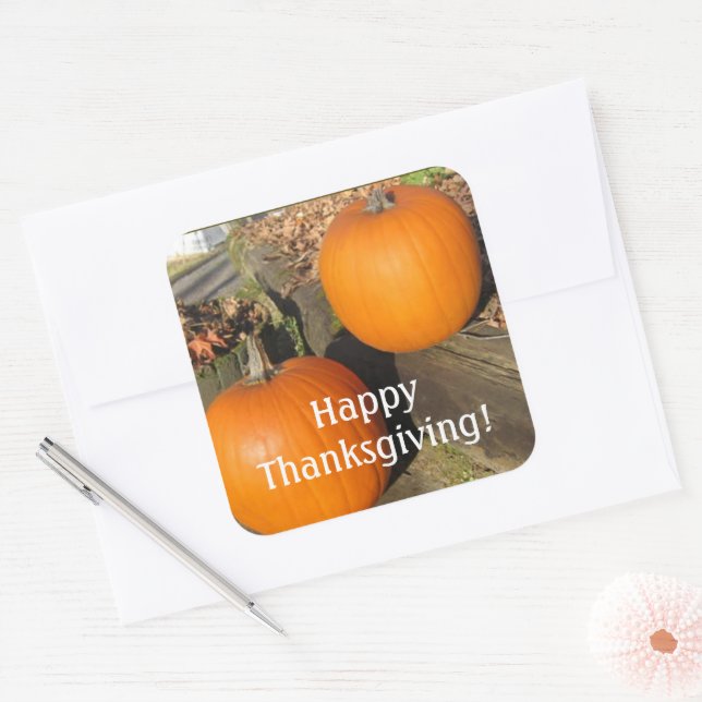 Thanksgiving Country Pumpkins Square Sticker (Envelope)