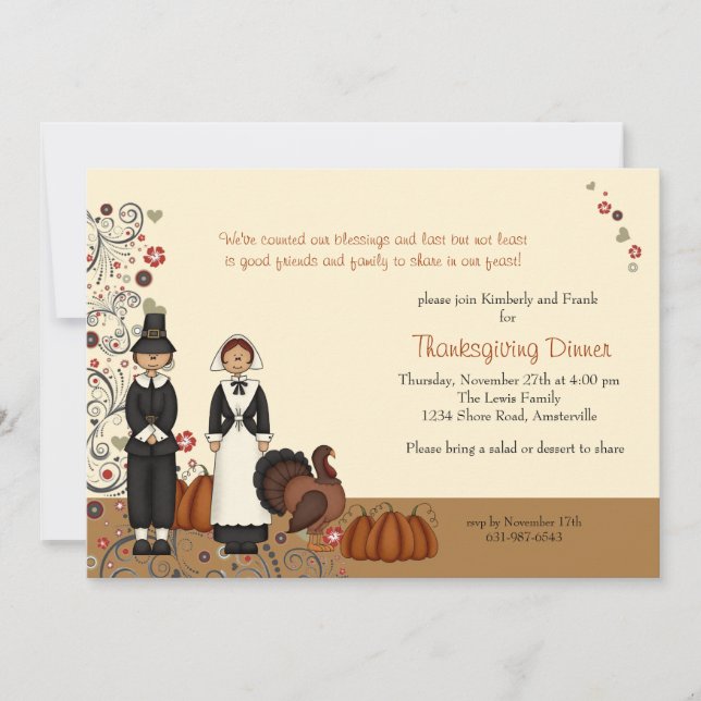 Thanksgiving Couple - Holiday  Invitation (Front)