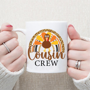 Thanksgiving Cousin Crew Leopard Rainbow Turkey Mug