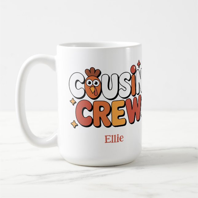 Thanksgiving Cousin Crew Typography Coffee Mug (Left)