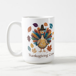 Thanksgiving Crew Pilgrim Turkey Autumn Leaves  Coffee Mug