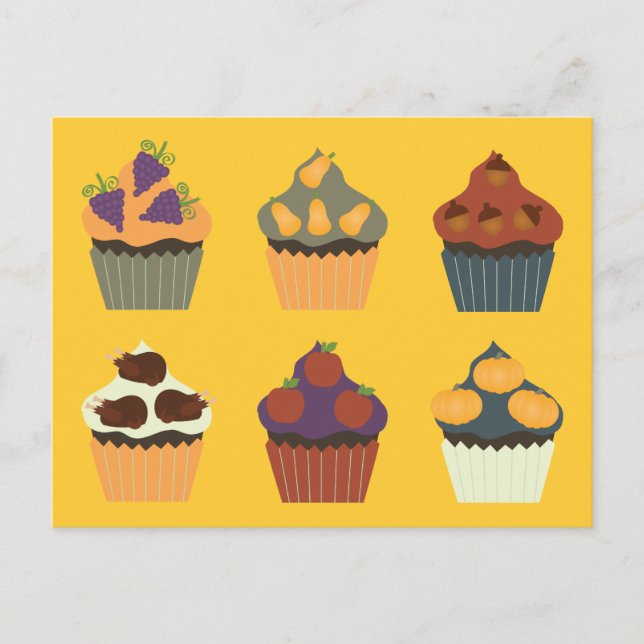 Thanksgiving Cupcakes Holiday Postcard (Front)