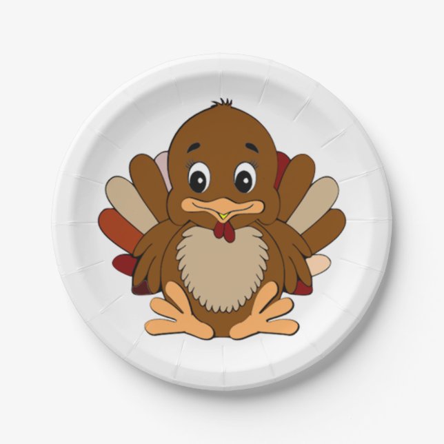 Thanksgiving Custom Paper Plates/Cute Turkey Paper Plate (Front)