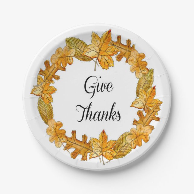 Thanksgiving Custom Paper Plates/Give Thanks Plate (Front)