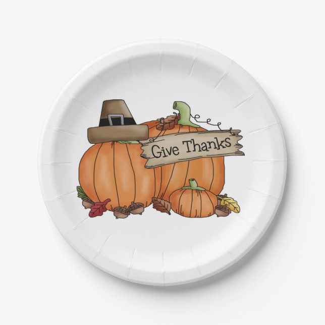 Thanksgiving Custom Paper Plates/Pumpkins Plate (Front)