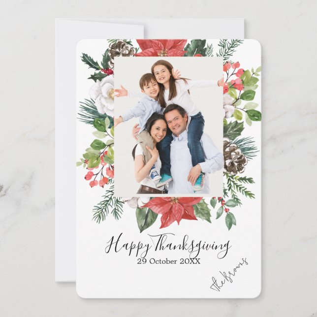 Thanksgiving Custom Photo  Holiday Card (Front)