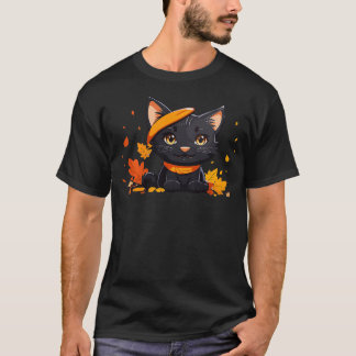 Thanksgiving cute black Cat Kitten Lover happy Tha T-Shirt