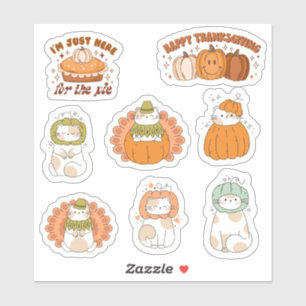 Thanksgiving Cute Kawaii Cats -  stickers