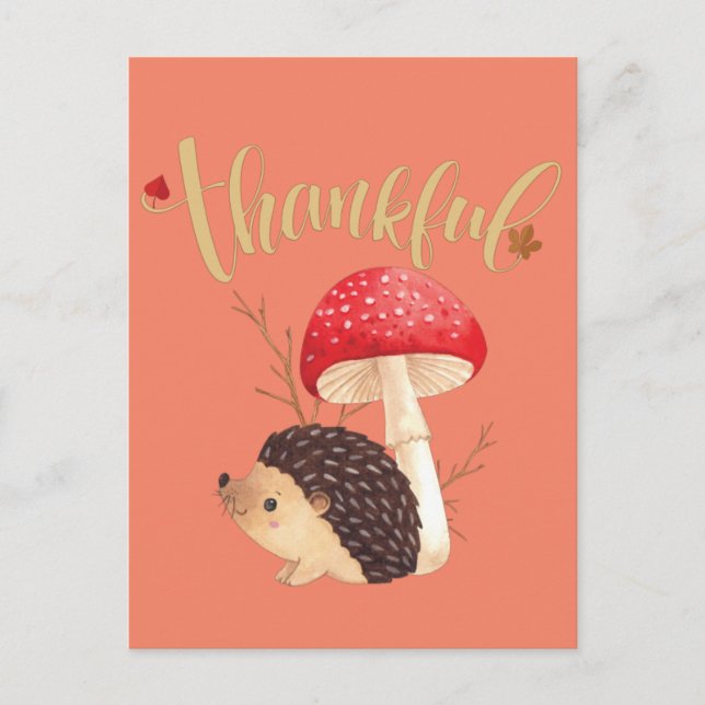 Thanksgiving Cute Kawaii Hedgehog  Autumn Postcard (Front)