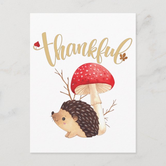 Thanksgiving Cute Kawaii Hedgehog  Autumn Postcard (Front)
