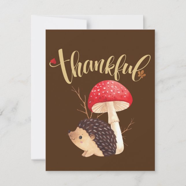 Thanksgiving Cute Kawaii Hedgehog  Autumn Thankful Card (Front)