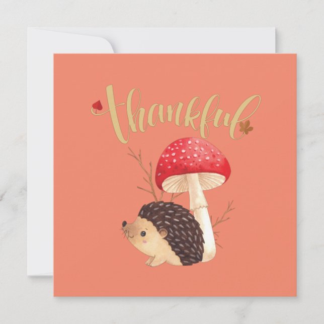 Thanksgiving Cute Kawaii Hedgehog   Thank You Card (Front)