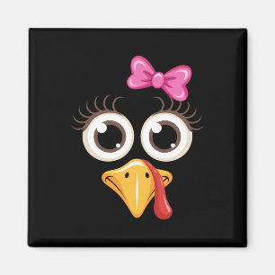 Thanksgiving Cute Turkey Face Coquette Bow Cute Gi Magnet