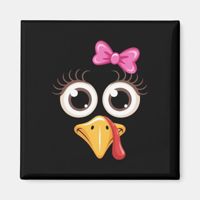 Thanksgiving Cute Turkey Face Coquette Bow Cute Gi Magnet (Front)