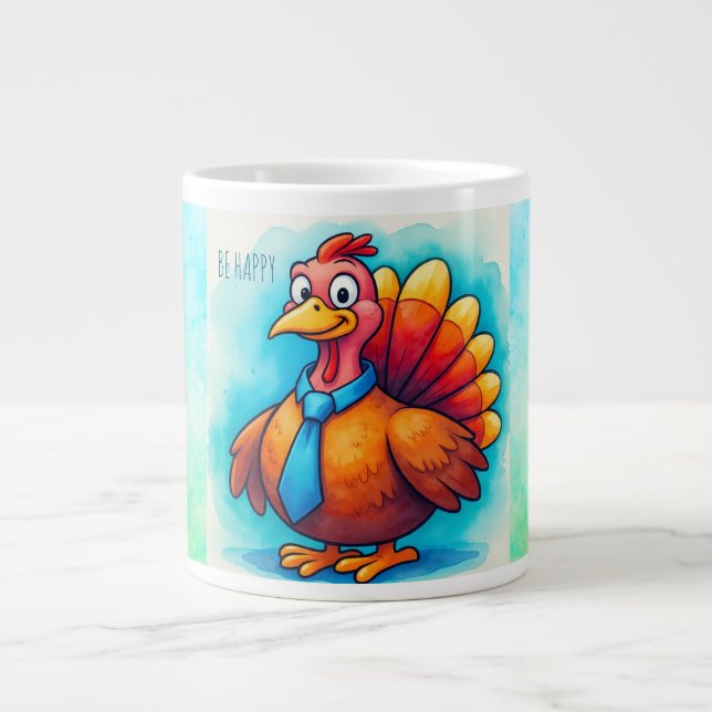 Thanksgiving, Cute Turkey, Giant Coffee Mug (Front)