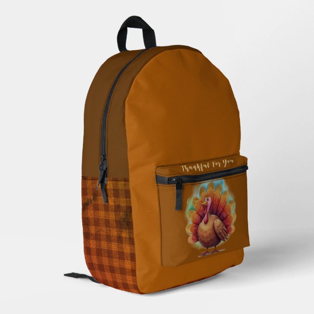 Thanksgiving,Cute Turkey,Thankful for You  Printed Backpack (Back Corner Left)