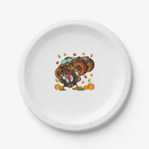 Thanksgiving Dabbing Turkey Monster Truck Paper Plate