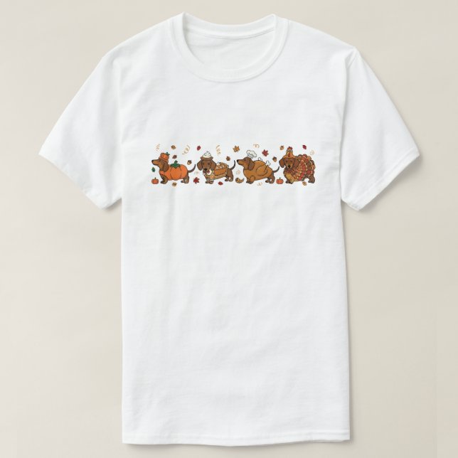Thanksgiving Dachshund Coquette T-Shirt (Design Front)