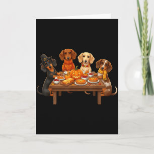 Thanksgiving Dachshund Dogs Dinner Feast Fall Men  Card
