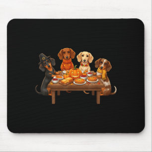 Thanksgiving Dachshund Dogs Dinner Feast Fall Men Mouse Mat