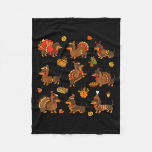 Thanksgiving Dachshund Funny Turkey Wiener Dog Adu Fleece Blanket