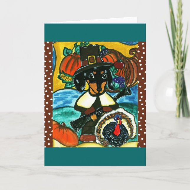 Thanksgiving Dachshund Holiday Card (Front)