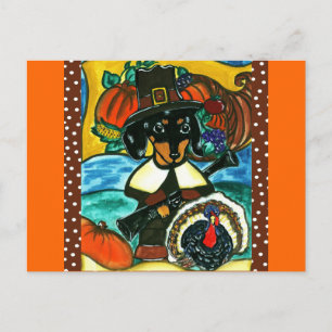 Thanksgiving Dachshund Holiday Postcard