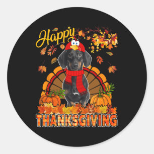 Thanksgiving Dachshund Wearing Turkey Costume Fall Classic Round Sticker