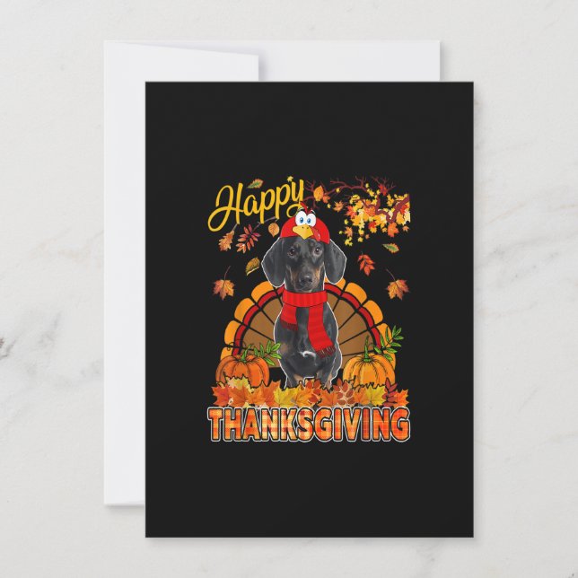 Thanksgiving Dachshund Wearing Turkey Costume Fall Invitation (Front)