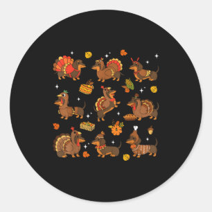 Thanksgiving Dachshund Weiner Dog Cute Pumpkin Pie Classic Round Sticker