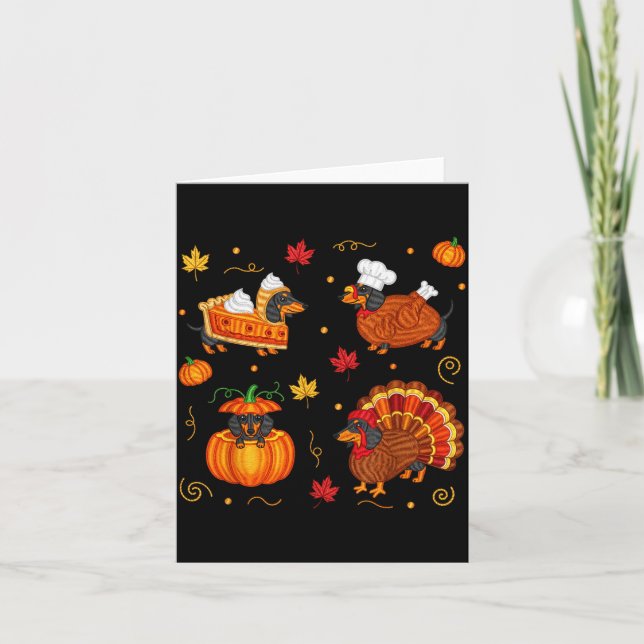 Thanksgiving Dachshund Weiner Dog Turkey Cute Pump Card (Front)