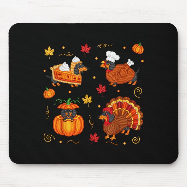 Thanksgiving Dachshund Weiner Dog Turkey Cute Pump Mouse Mat (Front)