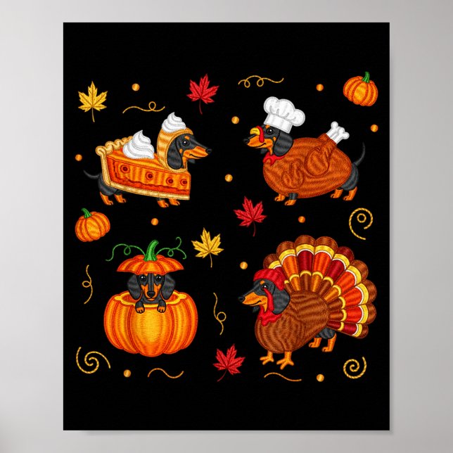 Thanksgiving Dachshund Weiner Dog Turkey Cute Pump Poster (Front)