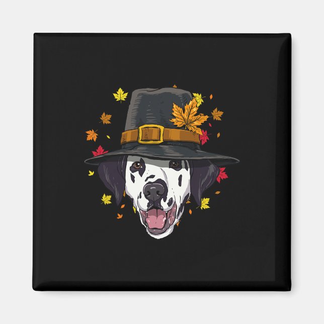 Thanksgiving Dalmatian Pilgrim Turkey Day Autumn F Magnet (Front)