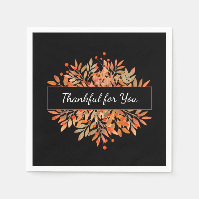 Thanksgiving Dark Orange Fall Foliage Napkin (Front)