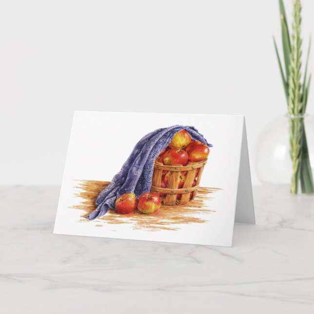 Thanksgiving Day Apple Basket Greeting Card (Front)