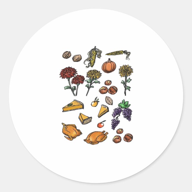 Thanksgiving day autumn attributes Classic T-Shirt Classic Round Sticker (Front)
