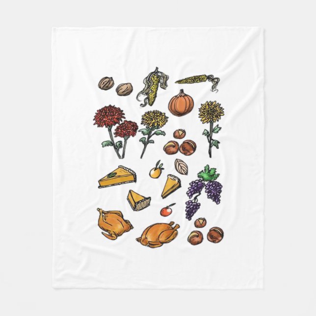 Thanksgiving day autumn attributes Classic T-Shirt Fleece Blanket (Front)