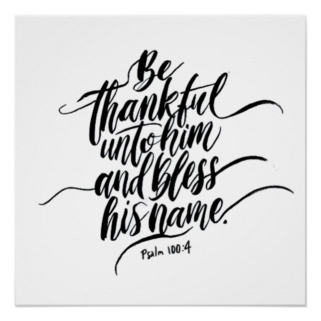Thanksgiving Day Bible Verse: Psalm 100:04 Poster (Front)