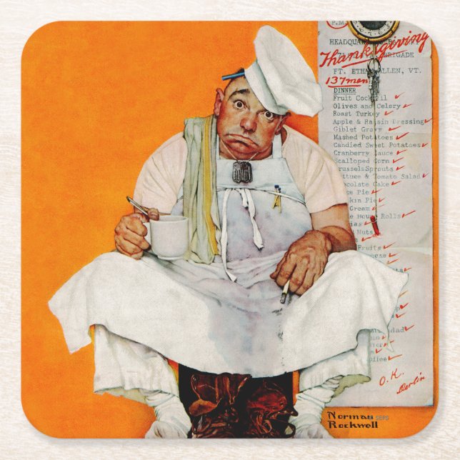 Thanksgiving Day Blues Square Paper Coaster (Front)